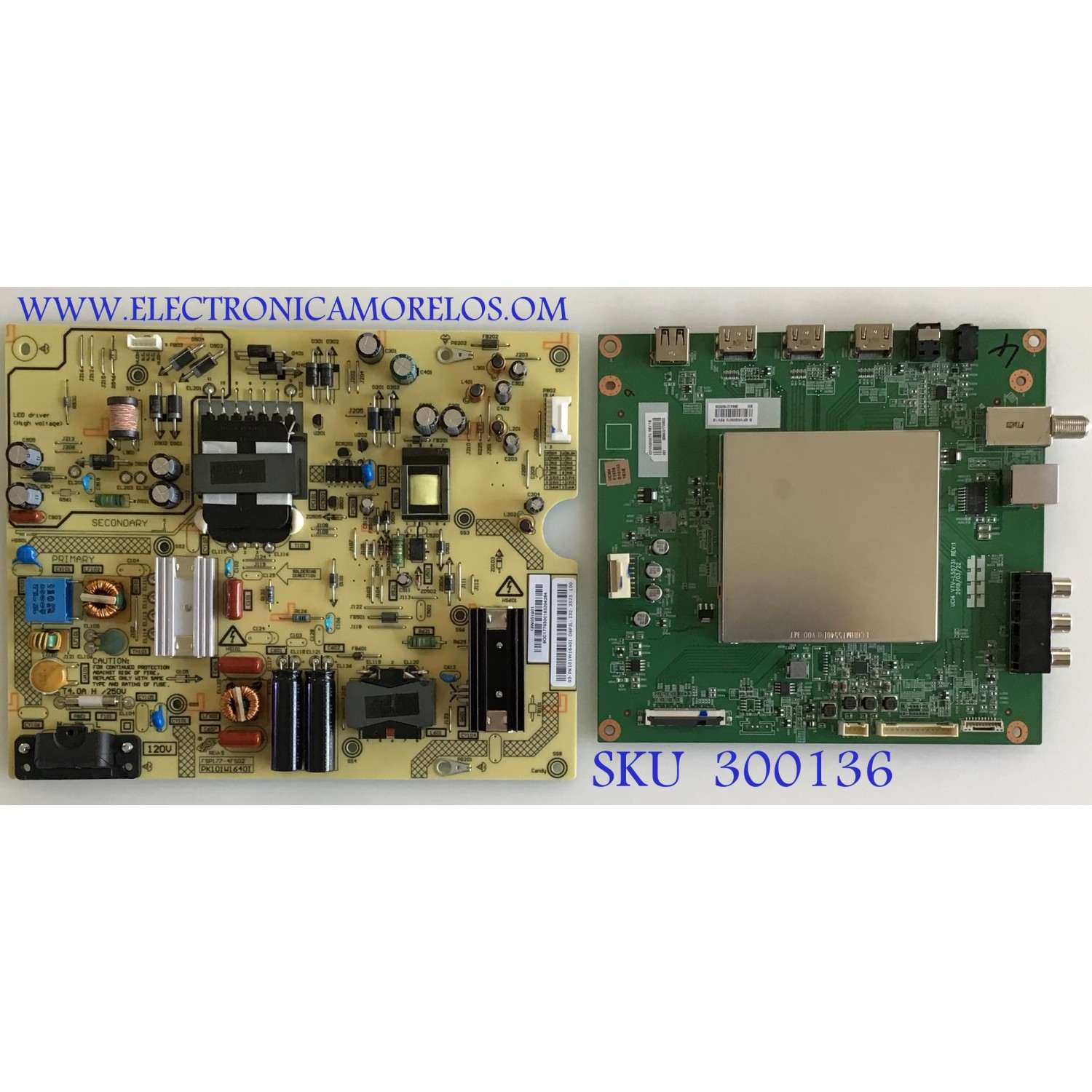 KIT DE TARJETAS PARA TV TOSHIBA / MAIN 631V0G00070 / VTV-L55731 REV:1 / FUENTE PK101W1640I / FSP177-4FS02 / PANEL K550WDRB / MODELO 55LF621U19